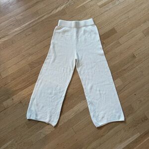 Cream Wide-Leg Knit Pants